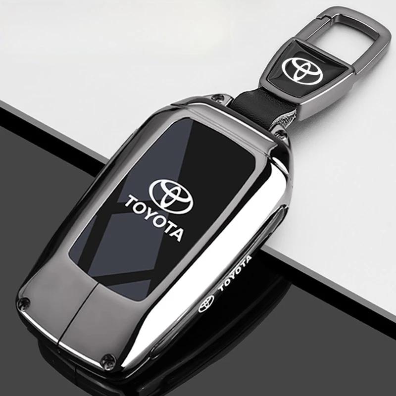 Zinc Alloy Leather Car Key Case Cover Shell for Toyota CHR Hilux Fortuner Land Cruiser 200 Camry Corolla Crown RAV4 Highland