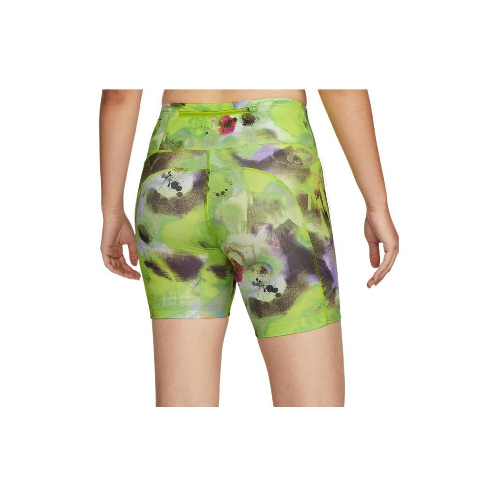 Nike Air Dri Fit Floral Print Mid Rise Running Shorts Women Shorts Green DM7792-321