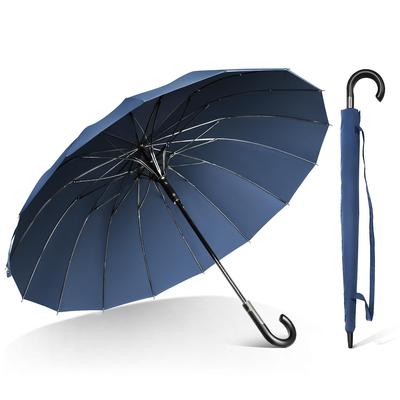 Langer Regenschirm 16 Extra Groß 115cm Automatik 230T Ultra Robust Versenkter Griff Geeignet für Sonne und Starken Regen Taifun Inklusive Aufbewahrungshülle Herren