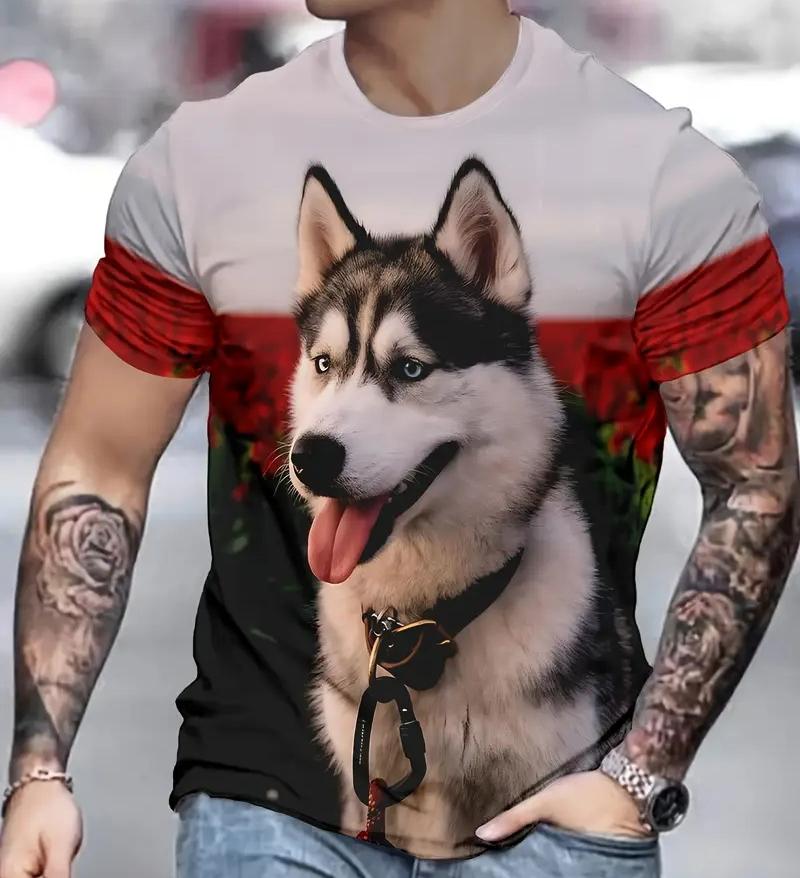 XXS-6XL Plus Size Men's Print T-Shirt Casual Short Sleeve Tops Tees Round Neck T-shirts For Men Funny Animal Dog Graphic T Shirt