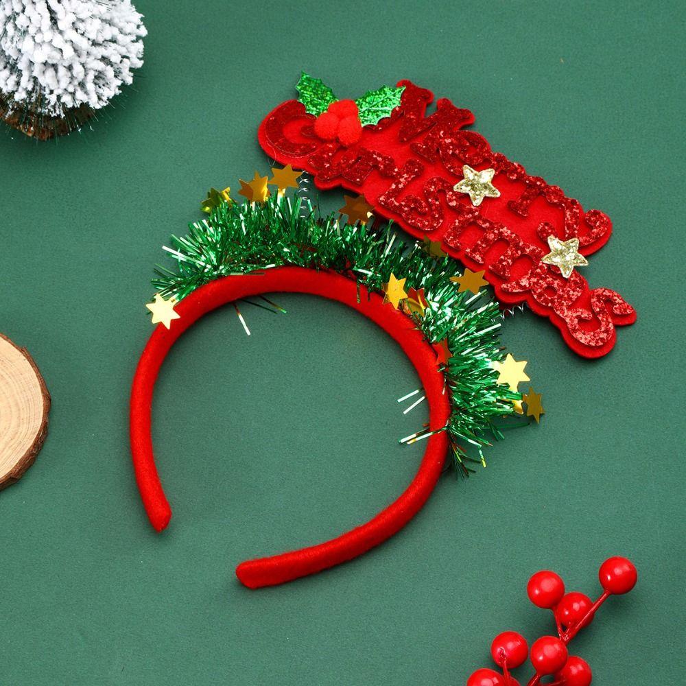 

3pcs Wear-resistant Christmas Letters Headbands Non-slip Cosplay Headbands Holiday Decor