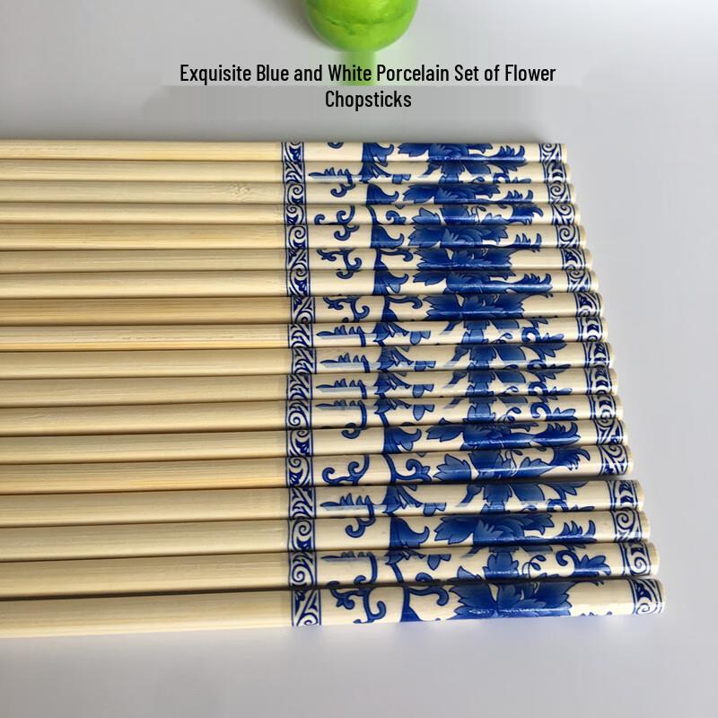 Bayipin Premium Disposable Bamboo Chopsticks - Blue & White Porcelain Design