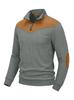 Felpa Uomo Vintage Stile Europeo con Mezza Zip e Collo Alto in Tessuto Poliestere per Uso Casual