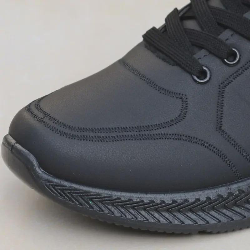 Men's Waterproof Black Leather Autumn Work & Casual Running Shoes