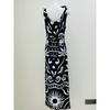 Foreign Trade Original Garment Elements Vacation Artistic Black and White Graffiti Wave Pattern Suspender Skirt Cotton Linen Strap Long dress