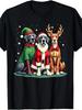 Unisex T-shirt Humorous Holiday T-Shirt Featuring Great Danes As Santa, Reindeer, And Elves