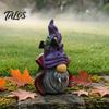 Halloween Tabletop Decorations Vampire Gnome Figurine, Resin Faceless Dwarf Statue with Purple Star Gothic Home Decor Hat And Cape, Spooky Cute