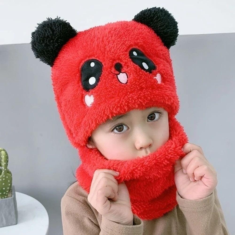 Panda Children Beanie Caps Cartoon Kids Plush Hat Fashion Warm Bonnet Scarf for Girls Boys