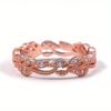 1Pc Leaf Inlaid Synthetic Zircon Ring, Rose Gold Fashion Ring