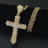 Unique Hip Hop Inlaid Rhinestone Exaggerated Retro Cross Pendant Men Necklace Jewelry Accessries