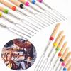 Stainless Steel Telescoping BBQ Fork U-Shaped Hot Dog Skewer with Wooden Handle for Outdoor Grilling Campfire BBQ Use