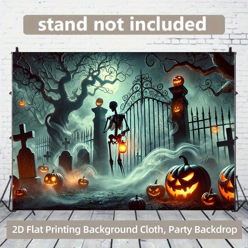 1 Piece of 2D Background Fabric, Polyester Background Fabric for Halloween Pumpkin Cemetery scene.PMJ
