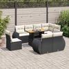 VidaXL Garden Lounge Set 9 Pcs with Cushions Black Wicker 3327276