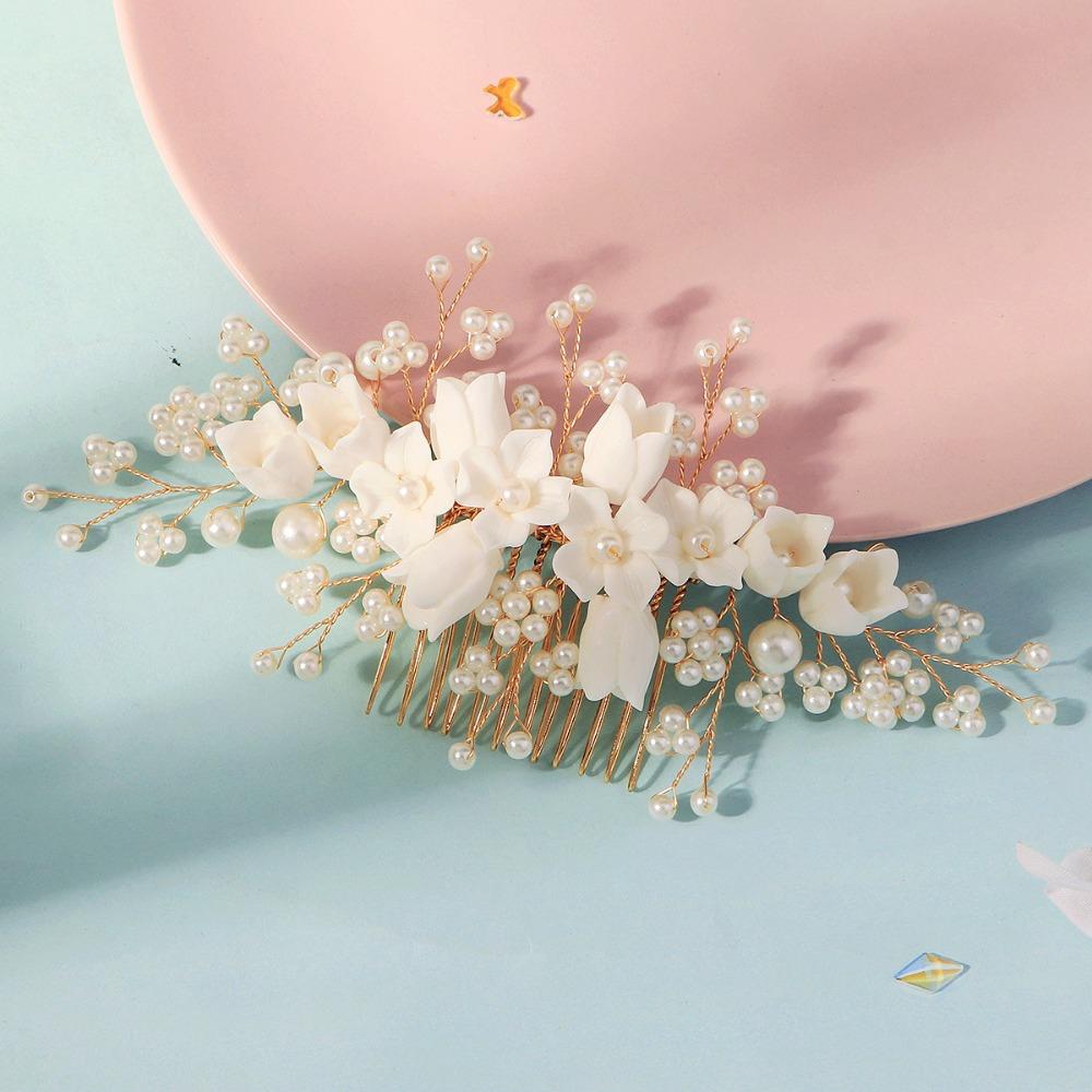 Sparkling Flower Hair Comb Rhinestone Headpiece Elegant Bridal Headband Girls