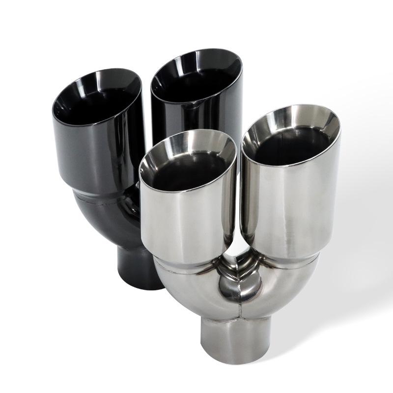 Universal Stainless Steel Dual-Layer Tailpipe Cover - Black/Silver