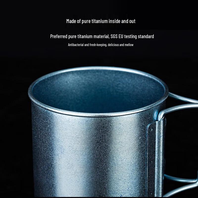 TAIC Pure Titanium Mug with Lid and Handle