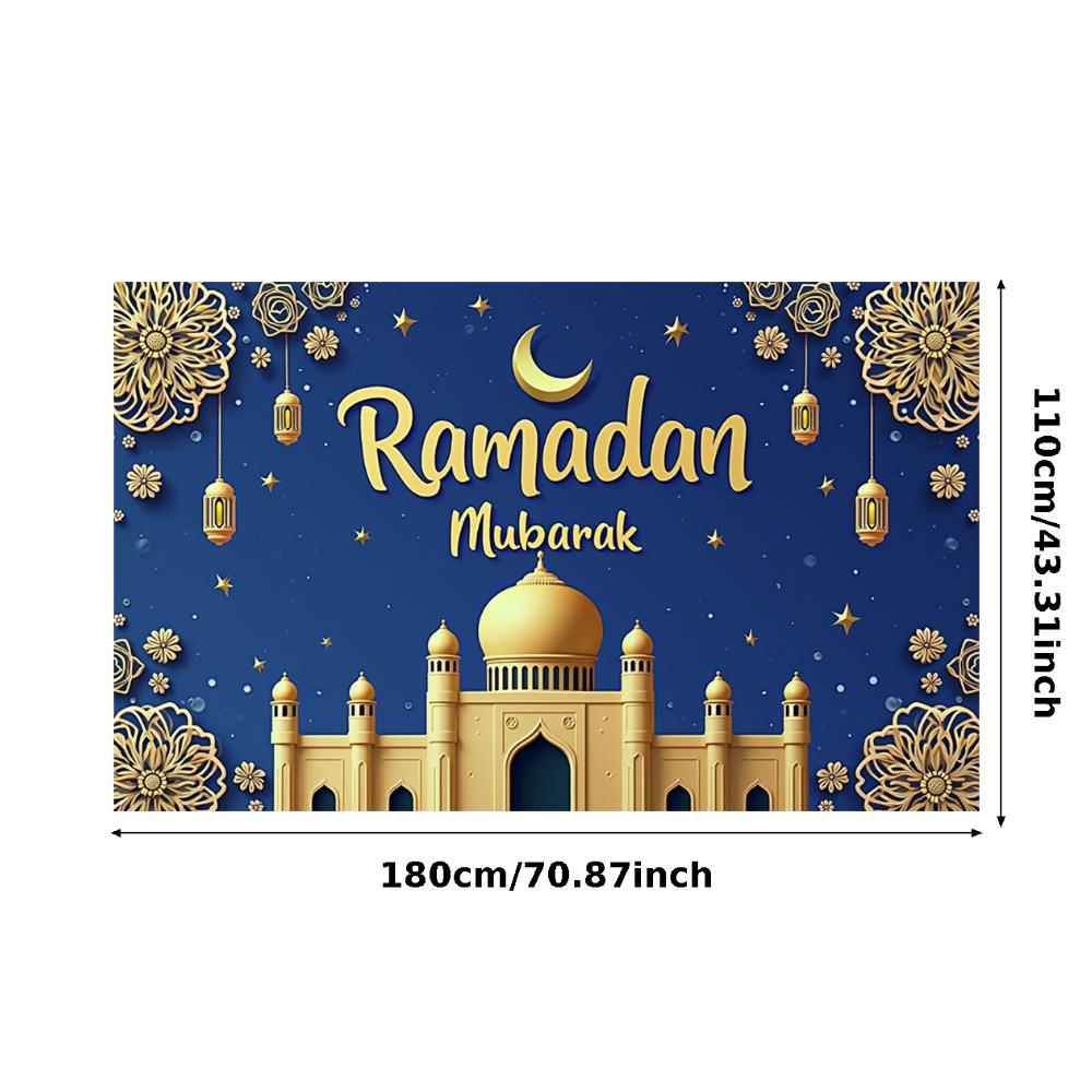 Islamic Decoration Golden Theme Ramadan Decoration Ramadan Mubarak Banner High Quality Eid Banner For Muslim Cultural Event