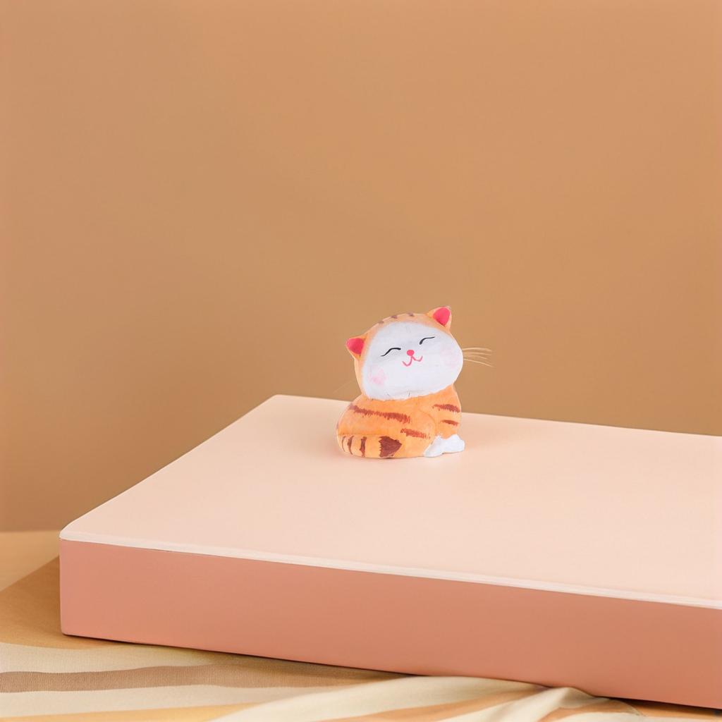 Hand-Carved Wooden Cat Sculpture Cute Kitten Miniature Desktop Decoration Vintage Wood Carving Cat Statue Home Decor