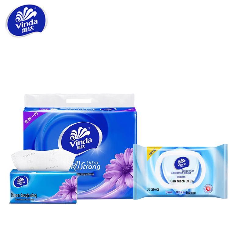 Vinda Ultra-Strong 3-Ply Tissues & Sterilizing Wipes Combo