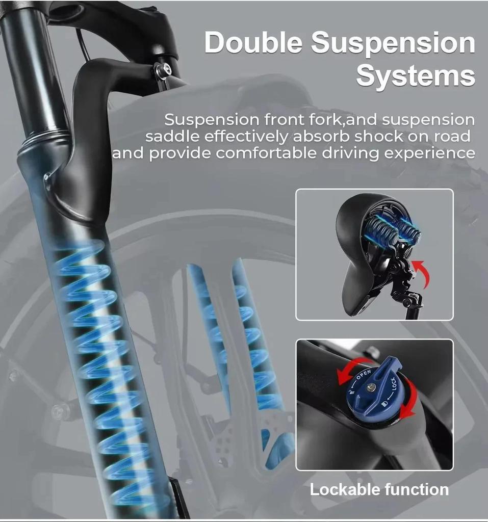 2026 New C05 pro Fold Electric Bike 500W Motor 36V 13AH City Travel Commute Electric Bicycle 20*4.0 Inch Tire USB phone charging.