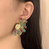 Cercei Stud Flori Picurați cu Ulei Colorate Vintage pentru Femei Cercei Metalici Exagerați cu Petale Mari Accesorii Bijuterii