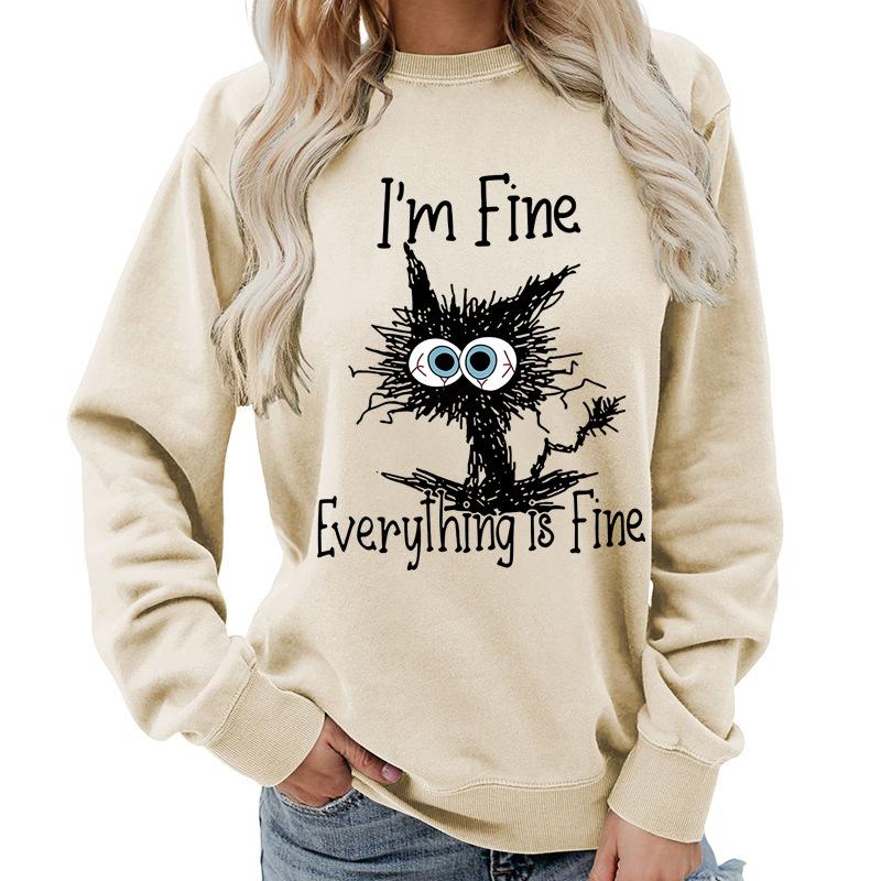 

Weekends Printed Round Neck Женская толстовка с круглым вырезом для осени и зимы Повседневные свободные пуловеры и длинные рукава для женщин 3XL