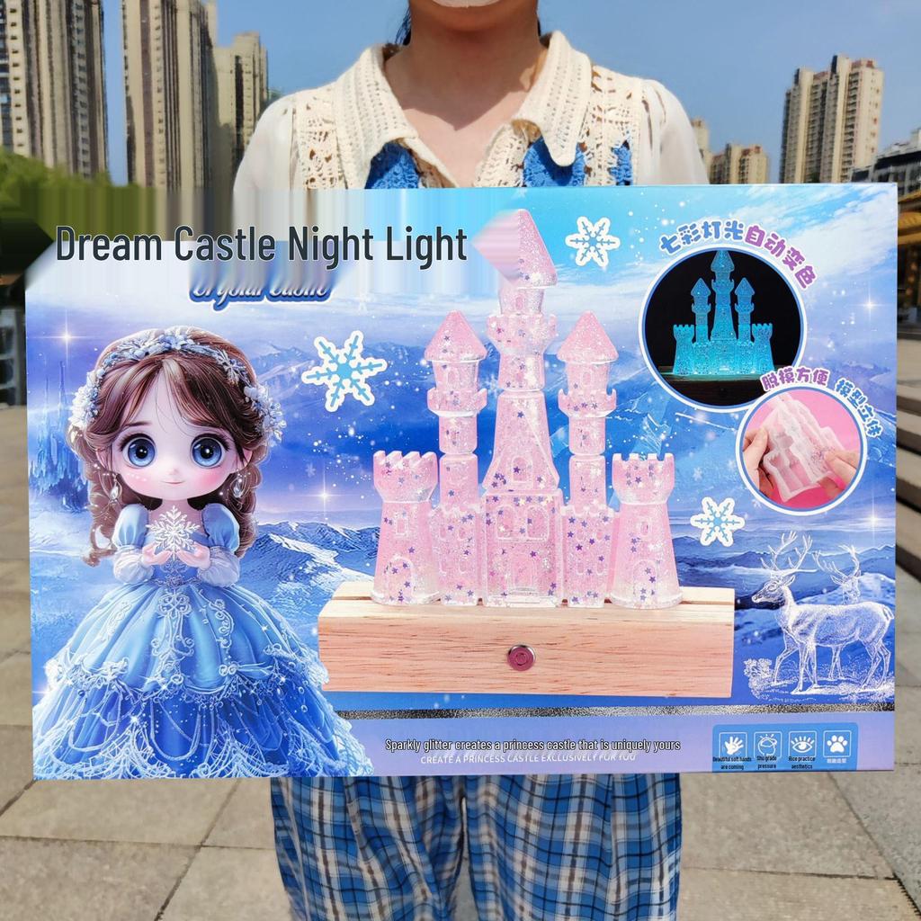 Creative DIY Dream Castle Night Light Toy for Girls - Colorful Handmade Gift