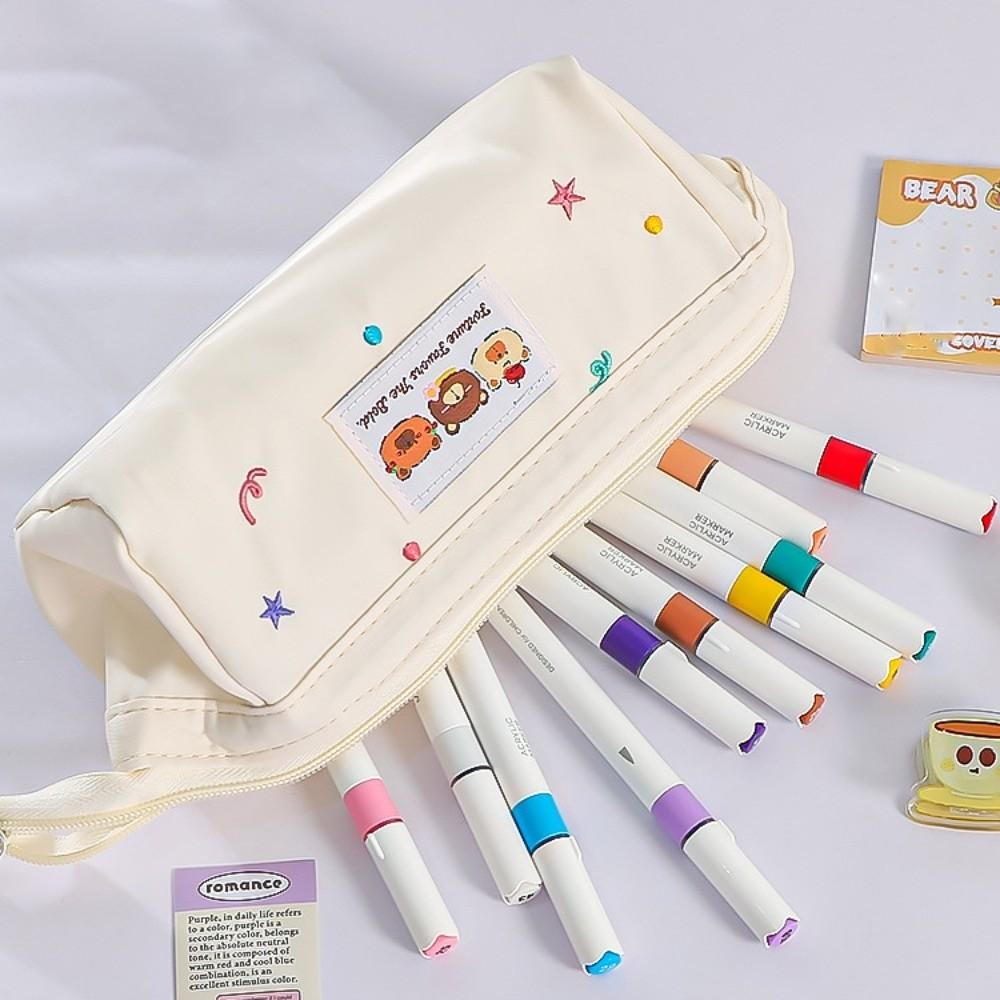 Bear Pattern Stationery Bag Large Capacity Pen Pencil Case Kawaii Pencil Bag  Kids