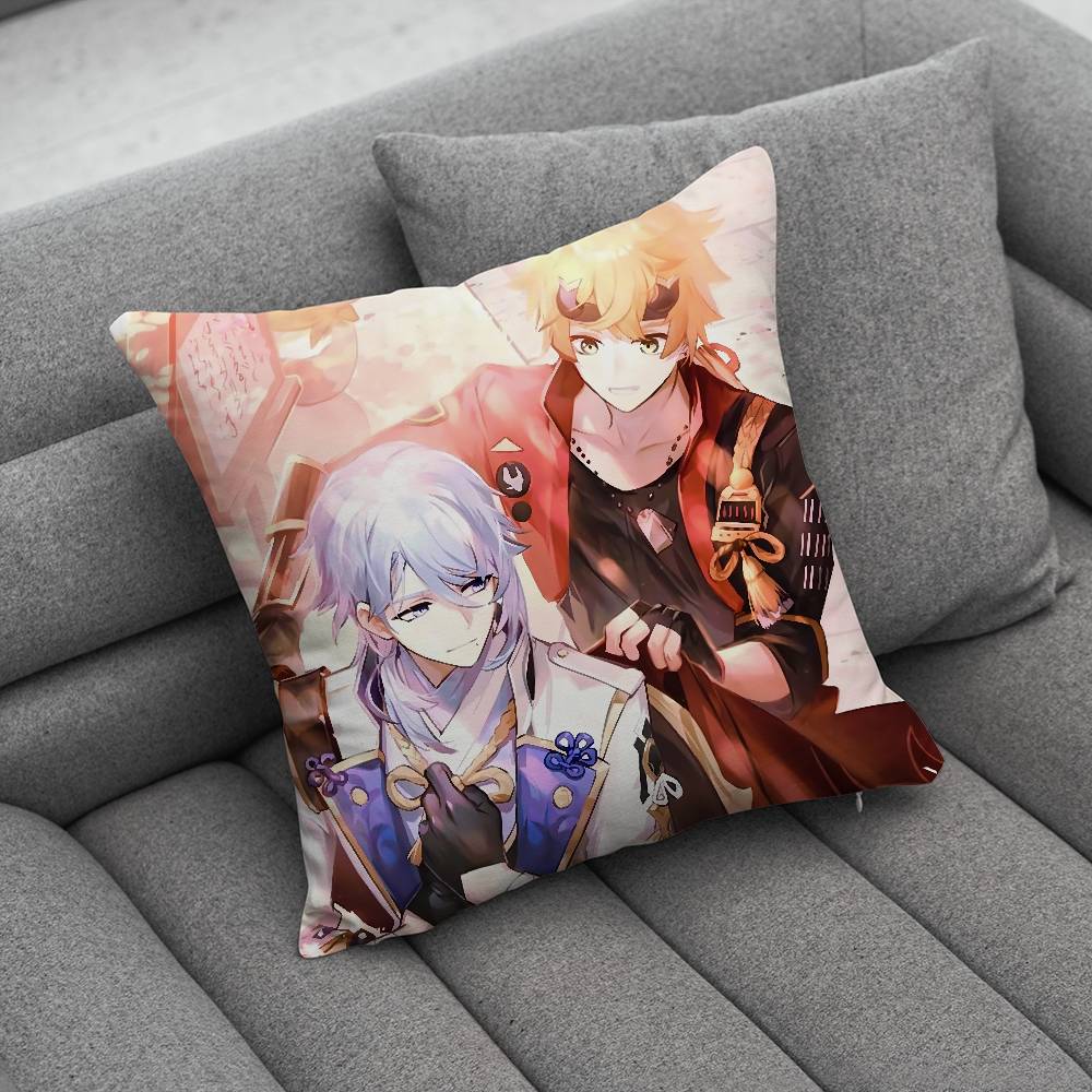 KKamisato Genshin AAyato Impact Print Pattern Sofa Cushion Cover Pillowcase Home Party Car Bedding
