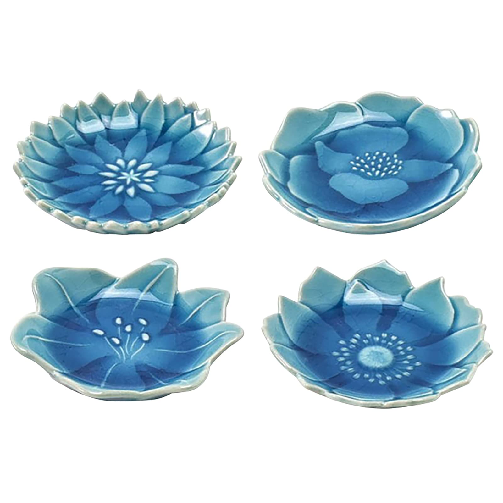 Aito Seisakusho Small Set of x Asagi Seto Microwave and Dishwasher Made in Product Number 288545  Katachi  Plates, 4, Approx. 7.7 7.5cm, Blue, Ware,