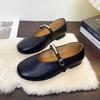 First Layer Cowhide Mary Jane Leather Shoes Women's Spring and Autumn French Temperament Small Leather Shoes Round Head Shallow Mouth One Word Buc