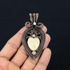 Carved Bone Face Gemstone Pure Copper Wire Wrapped Designer Handmade Pendant Jewelry Gift