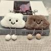Bag Charm Pendant Cute Plush White Scallop Pendant Girlish Student Schoolbag Hanging Accessory Smiling Face Doll Gift Bag Chain