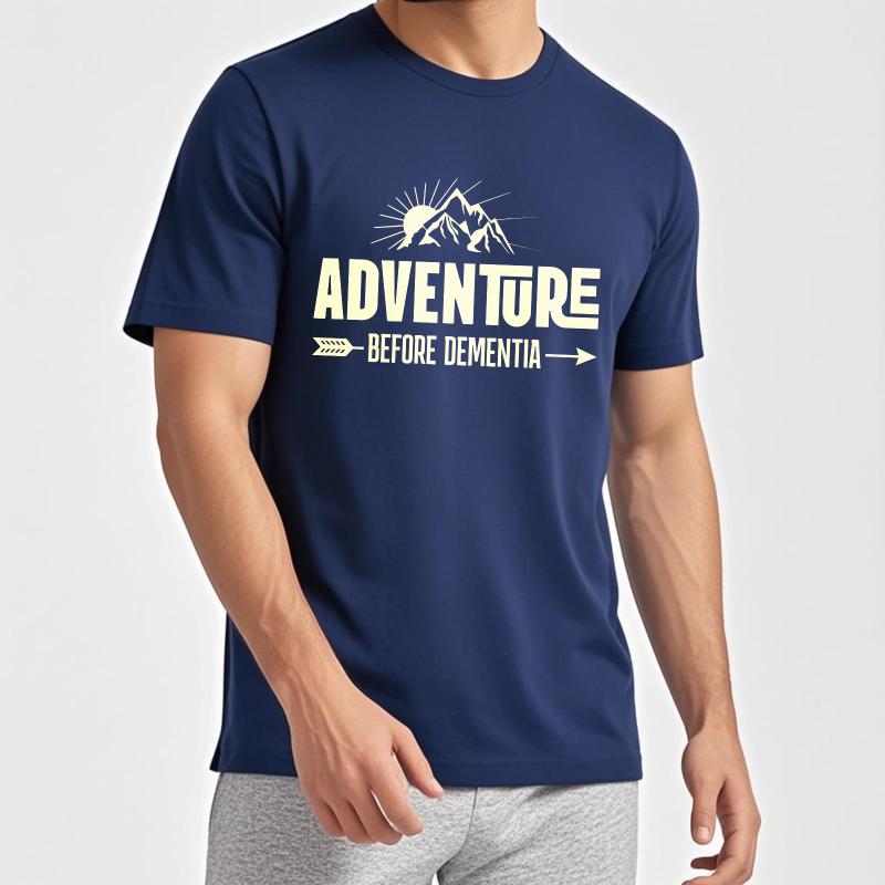 Oversized Summer Man tshirt Adventure Before Dementia Mountain Sunburst Short Sleeve Workout Round Neck Tshirt Teeshirt Male