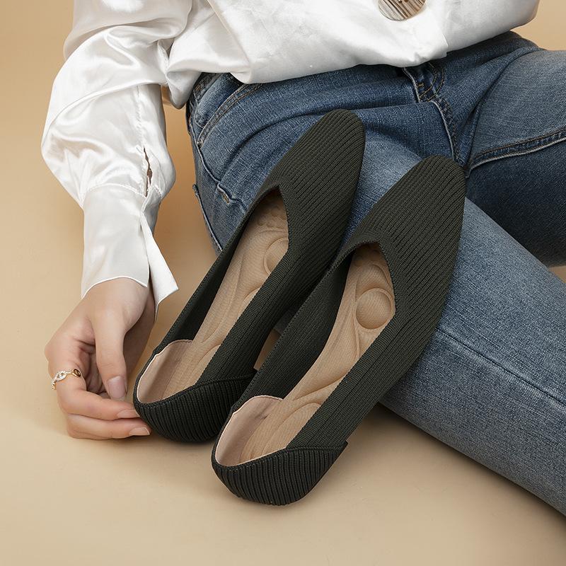 Женские туфли Princess Boat с мягкой подошвой квадратным носком с плетеным яичным рулетом на плоской подошве дышащий вязаный дизайн 38 2334₽