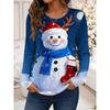 Womens Long Sleeve Loose Fit Christmas Tree Print T-Shirt Casual Round Neck Tee 2025 Fall