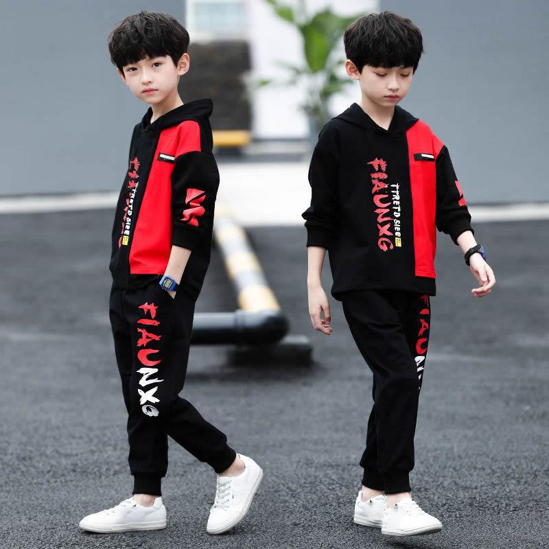 Spring Fashionable and Handsome Loose Casual Boys Sweatshirt Two-piece Set
