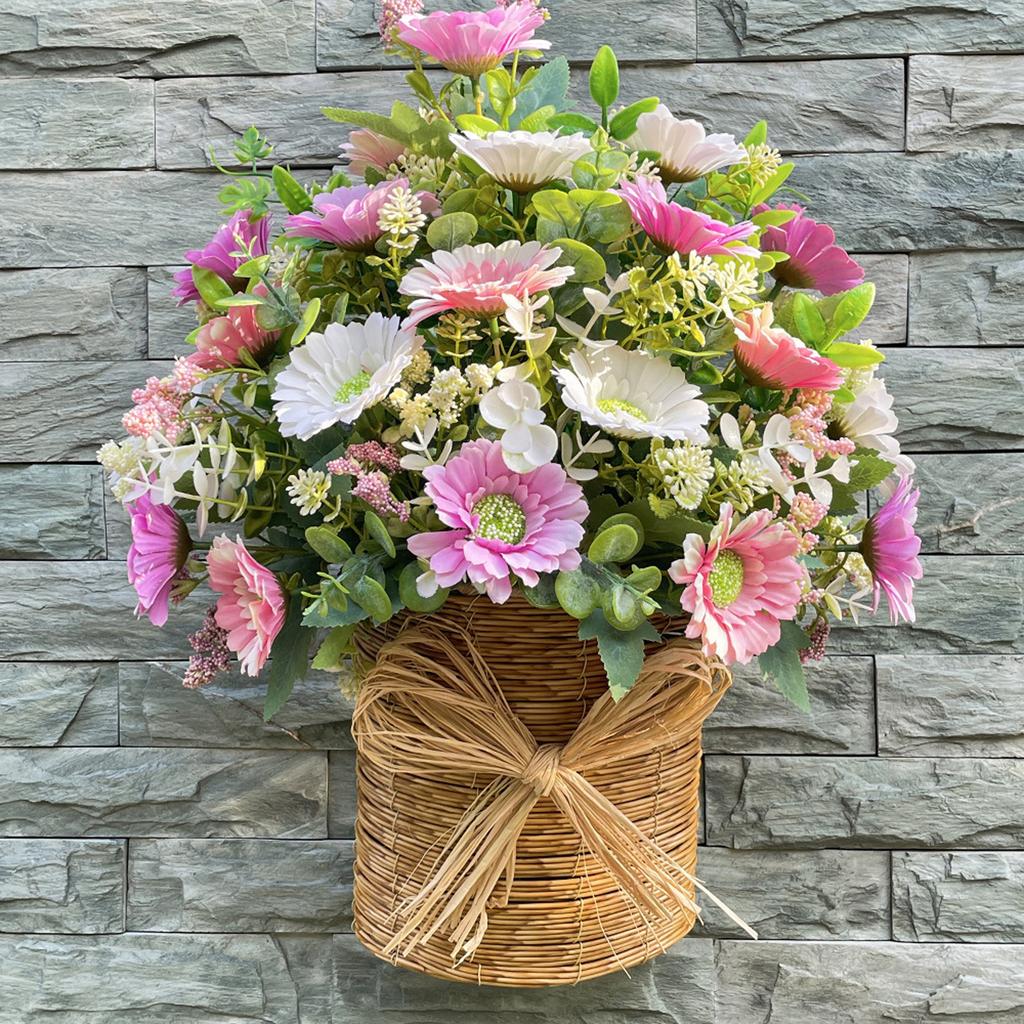 Front Door Hanging Basket Wreath Welcome Sign Floral Arrangement Artificial Flowers For Festival Courtyard Seasonal