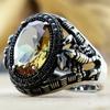 New Inlaid Emerald Men's Luxury Ring Personality Retro Domineering Personality Ring To Attend The Banquet Party Jewelry