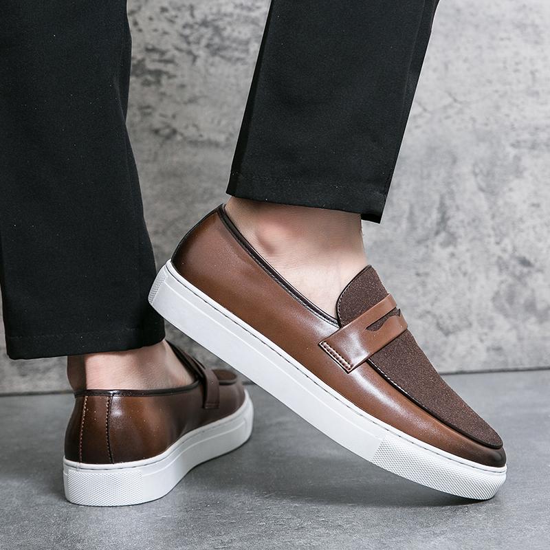 Loafers Shoes Men PU Mixed Color Flat Bottomed Light Comfortable Breathable Non Slip Business Casual Men Shoes
