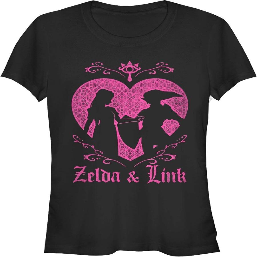 Женская футболка с коротким рукавом Nintendo, графика, силуэт Link & Zelda, круглый вырез XXXXXL