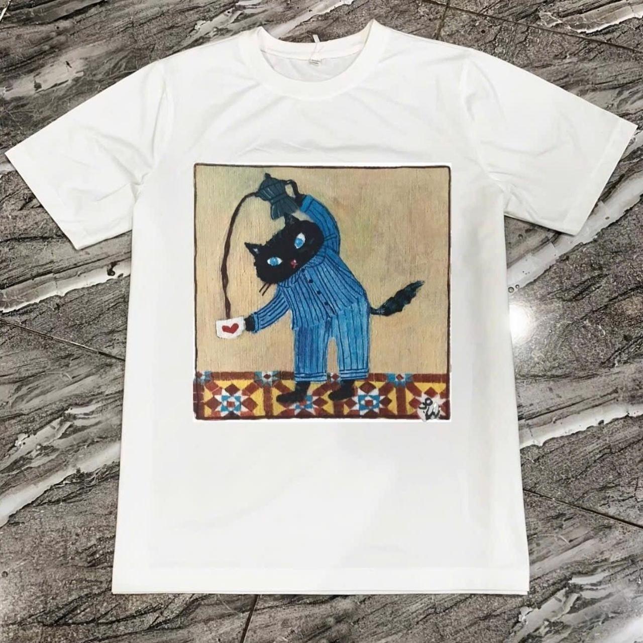 Retro pajamas cat with coffe Unisex Tee S-5XL Unisex T-Shirt XXL