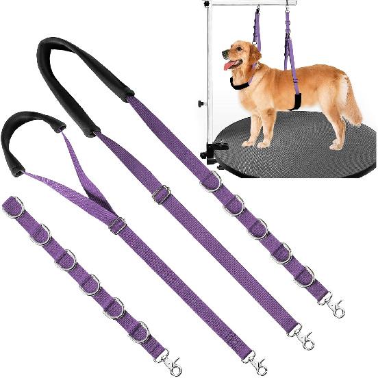 Dog Grooming Belly Strap - Dog Grooming Loops for Table Arm Extender with Clamp Extension Loop Bathing Restraint Leash No Sit Haunch Holder for Small