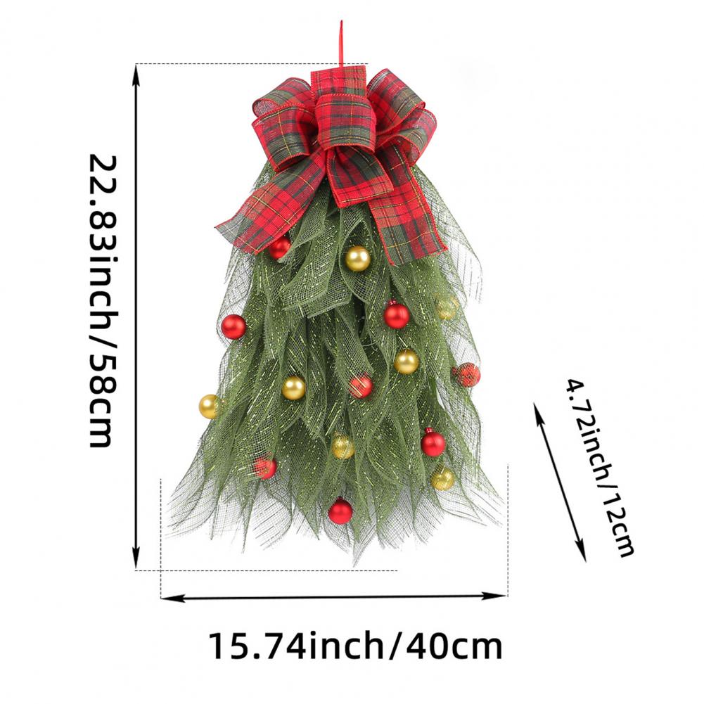 Christmas Wreath for Front Door Handmade Christmas Tree Wreaths with Bow Ball for Front Door Wall Decor Farmhouse for Holiday