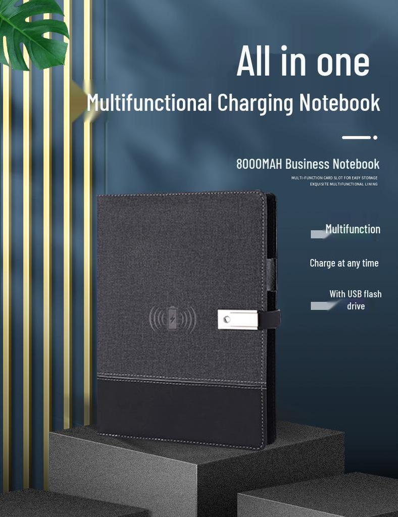 Creative Power Bank Notebook with Digital Display and Charging Feature