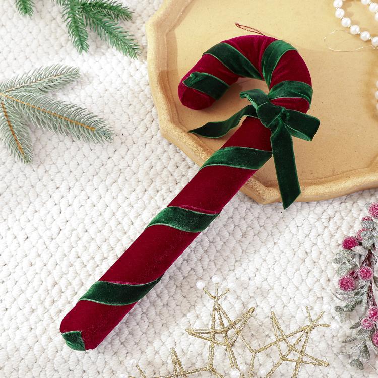 Velvet Candy Cane Christmas Tree Ornament