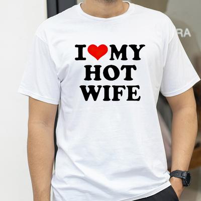 I Love My Wife Mens Tshirts Funny Graphic Tops Y2k Streetwear Fashion Trend Short Sleeve Tees