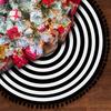 Striped Christmas Tree Skirt, Round Tree Mat for Holiday Floor Decor