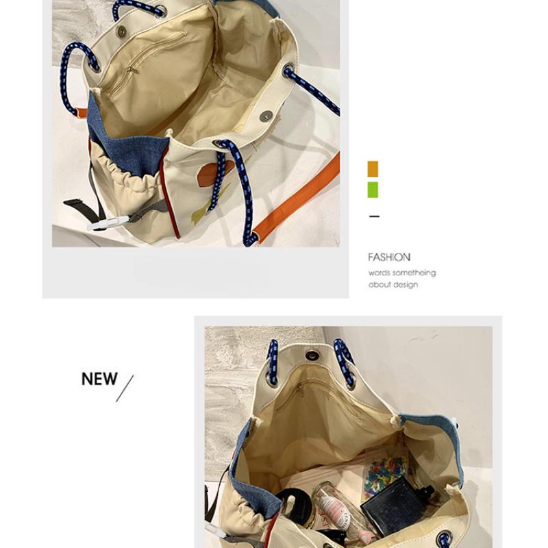 Summer Color Contrast Design Nylon Casual Block Women'S Tote Bag Durable Shoulder Handbag For Use Office Ladies Work Business Commutin