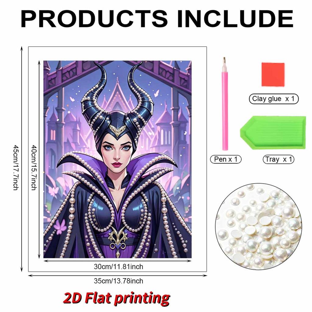 Handmade Maleficent Series Pearl Effect Frameless Art | Dark Castle & Curved Horn Cool Atmospheric Wall Art for Modern Living Room Home Decor